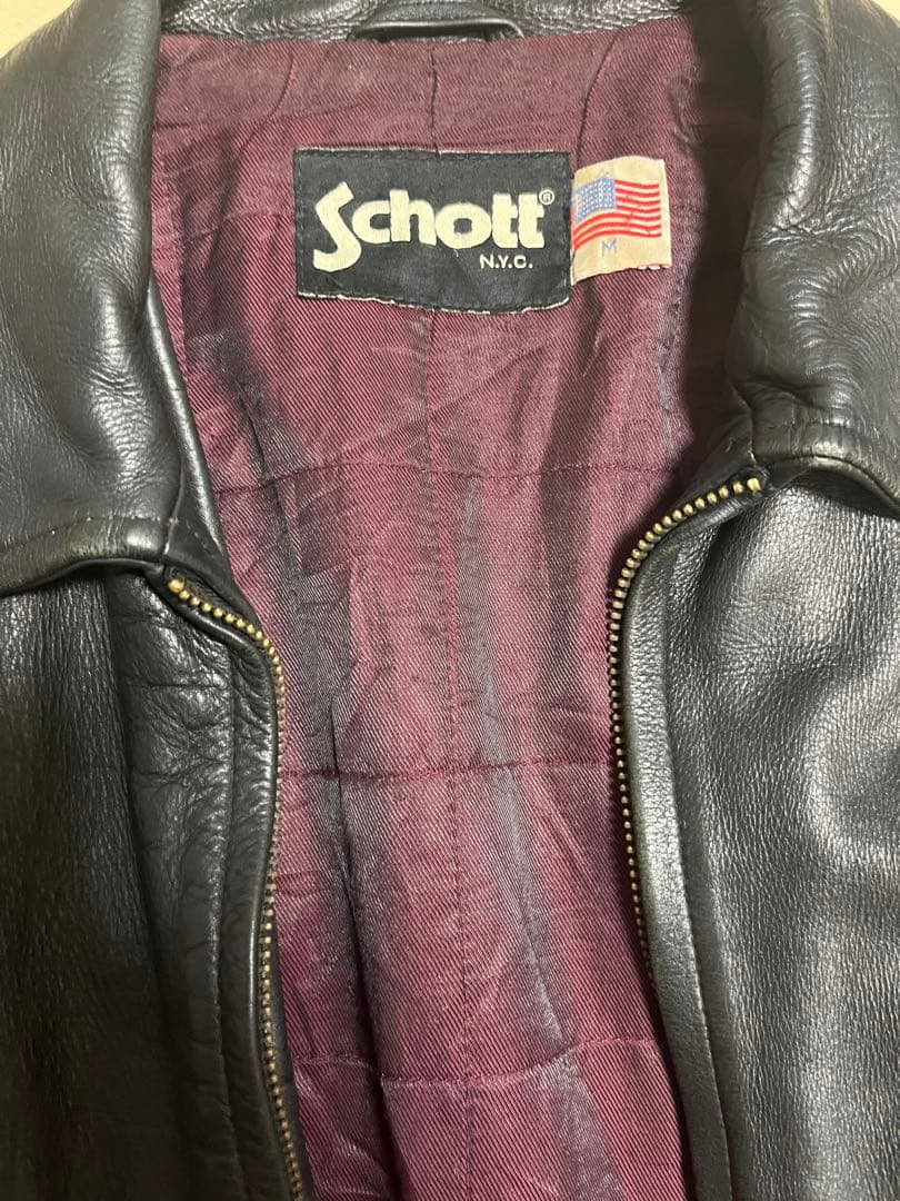 Schott ブラック レザー ジャケット Mサイズ