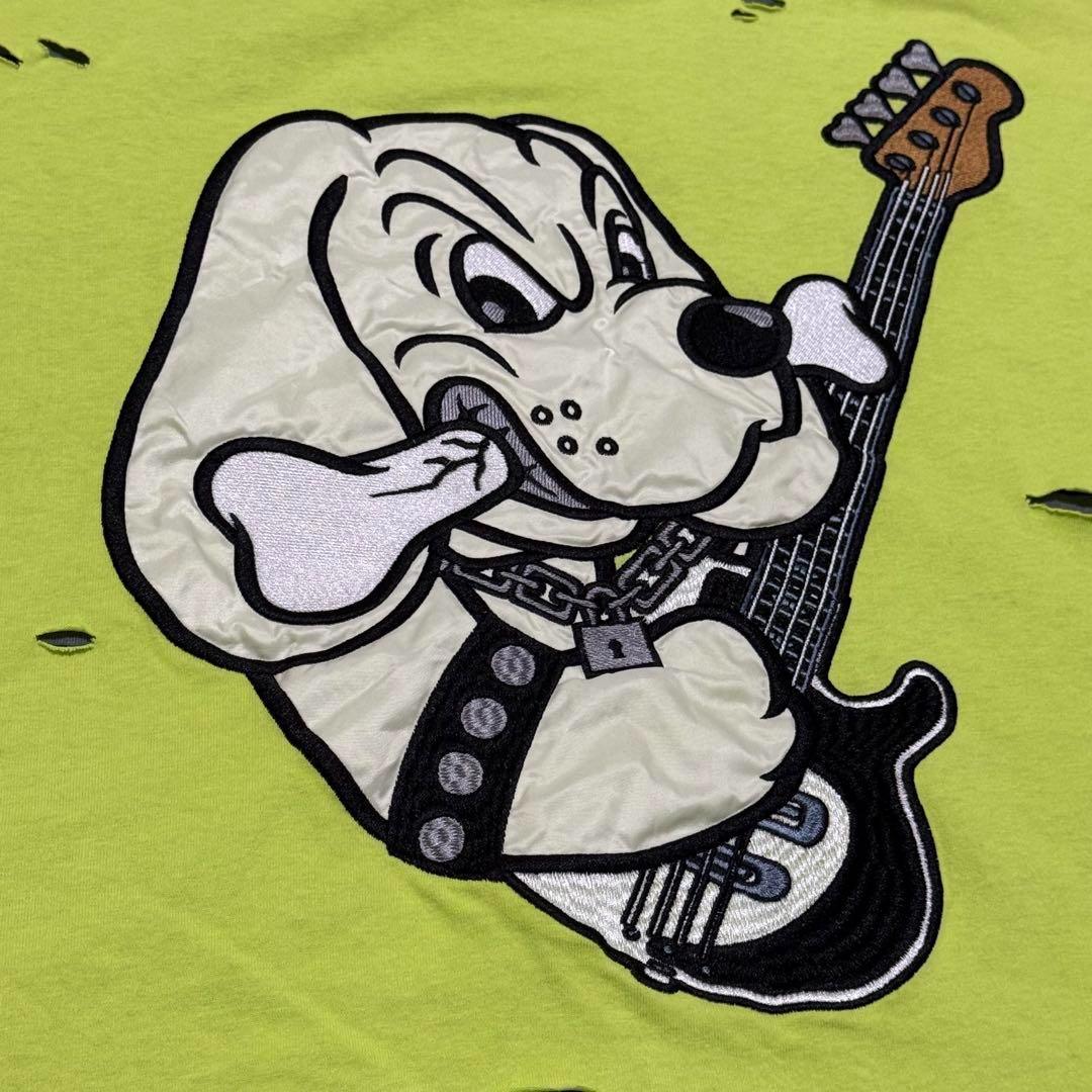 GALFY レイヤード風 ロンT ヴィンテージ加工 ボーダー バックデカロゴ L