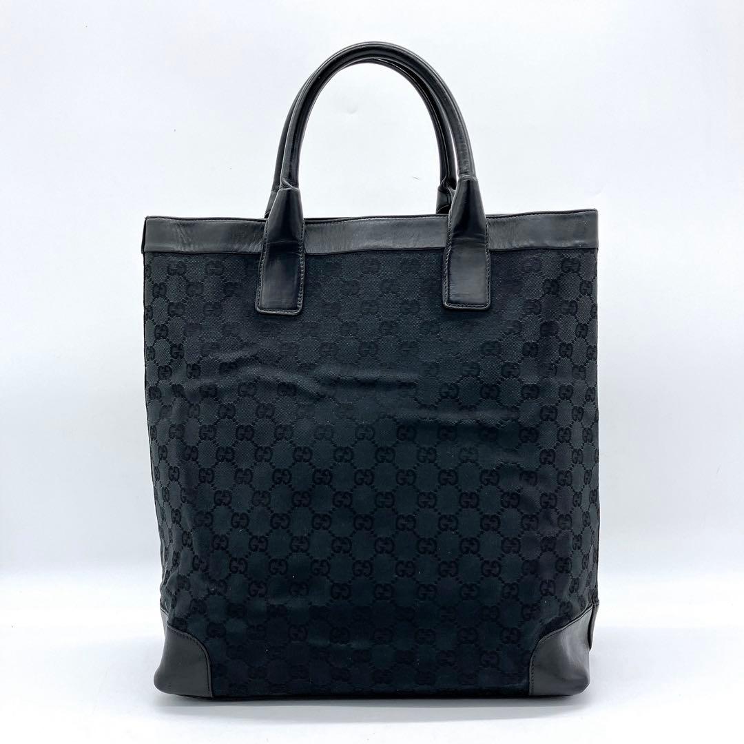 【GUCCI】トートバッグ　GGキャンバス　ブラック　A4