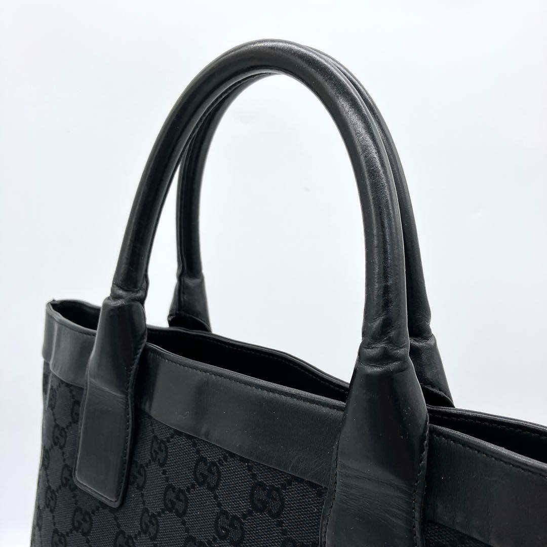 【GUCCI】トートバッグ　GGキャンバス　ブラック　A4
