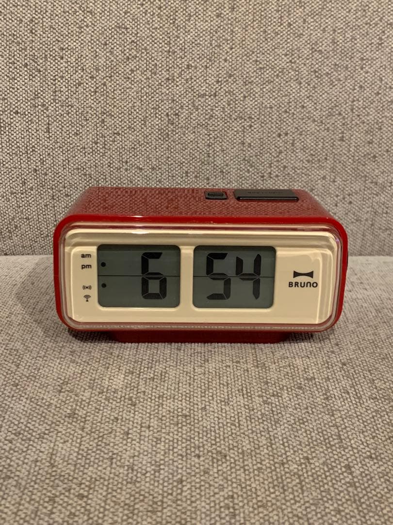 BRUNO LCDレトロアラームクロックS BCR003レッド 電波デジタル時計
