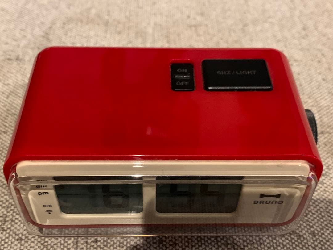 BRUNO LCDレトロアラームクロックS BCR003レッド 電波デジタル時計