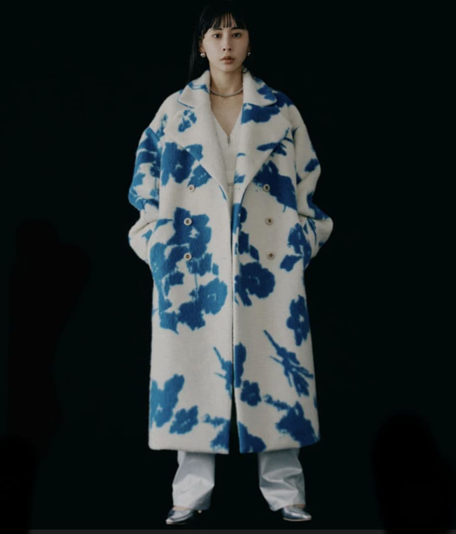 Ameri　UND SHADOW FLOWER WOOL COAT