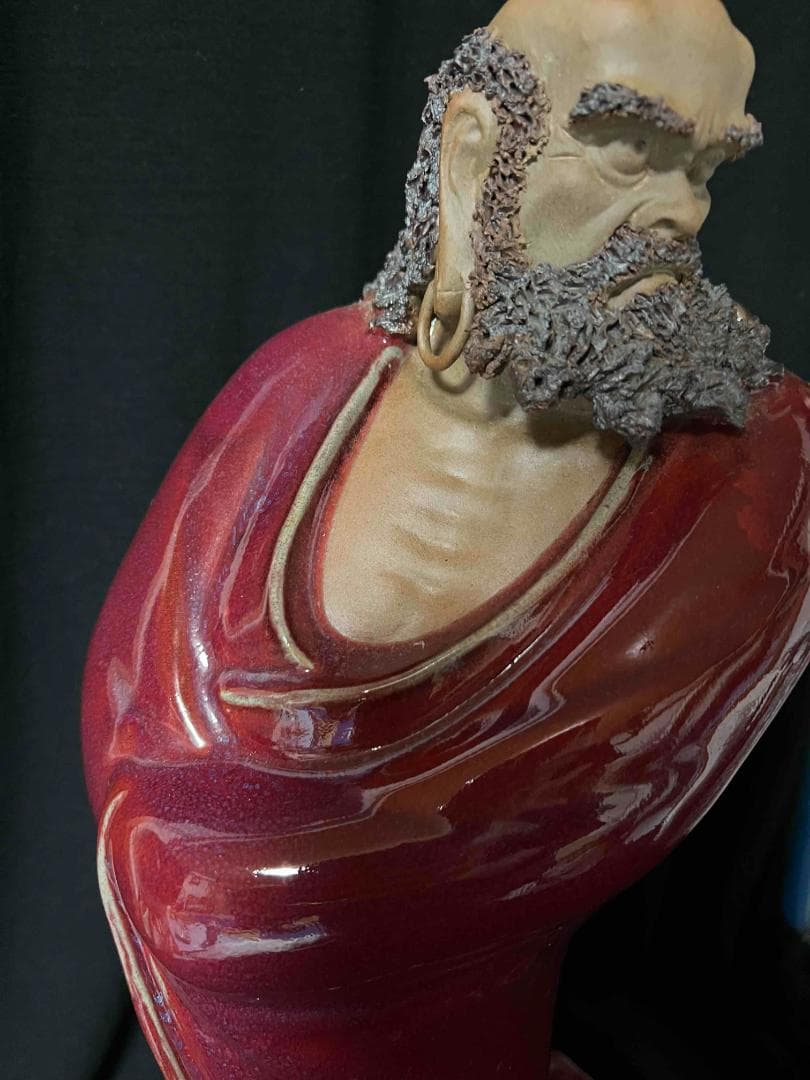 清时代 鈞窯　紫紅釉鈞窯達摩　窯変釉　辰砂　唐物　古賞物(B-101)