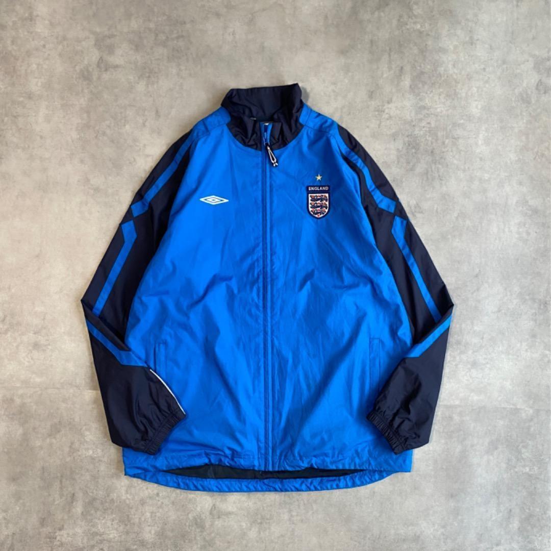 アンブロ イングランド代表 ナイロンジャケット サッカー 紺 青 00s XL