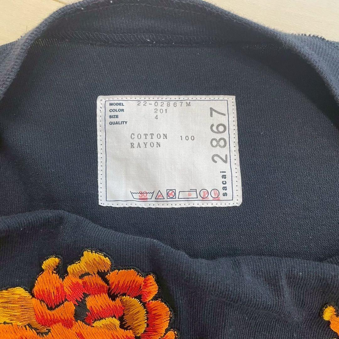 sacai サカイ　フラワー　刺繍　ロングスリーブtシャツ　ロンt 花柄