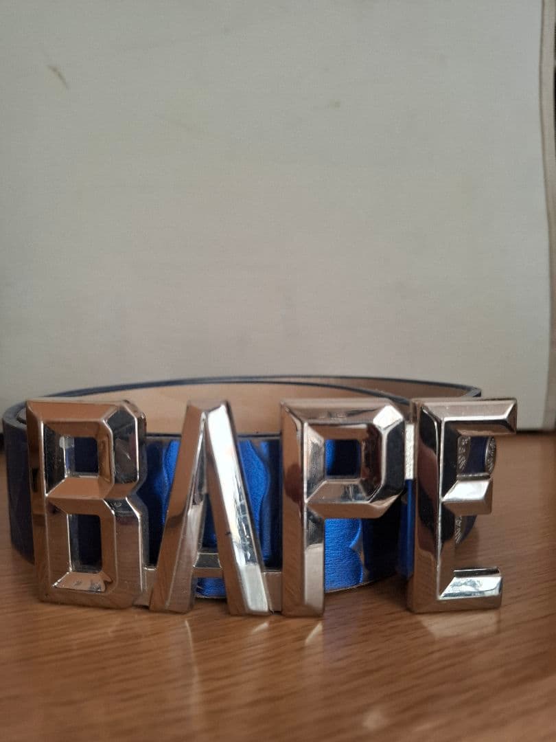 APE メタルバックル ベルト 青