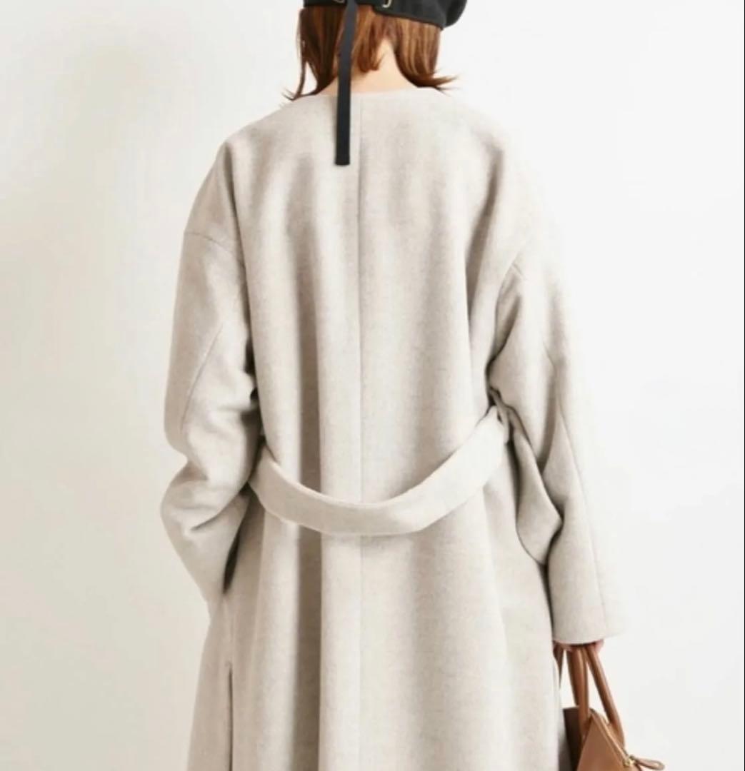 IENA ロングスリットノーカラーコート
