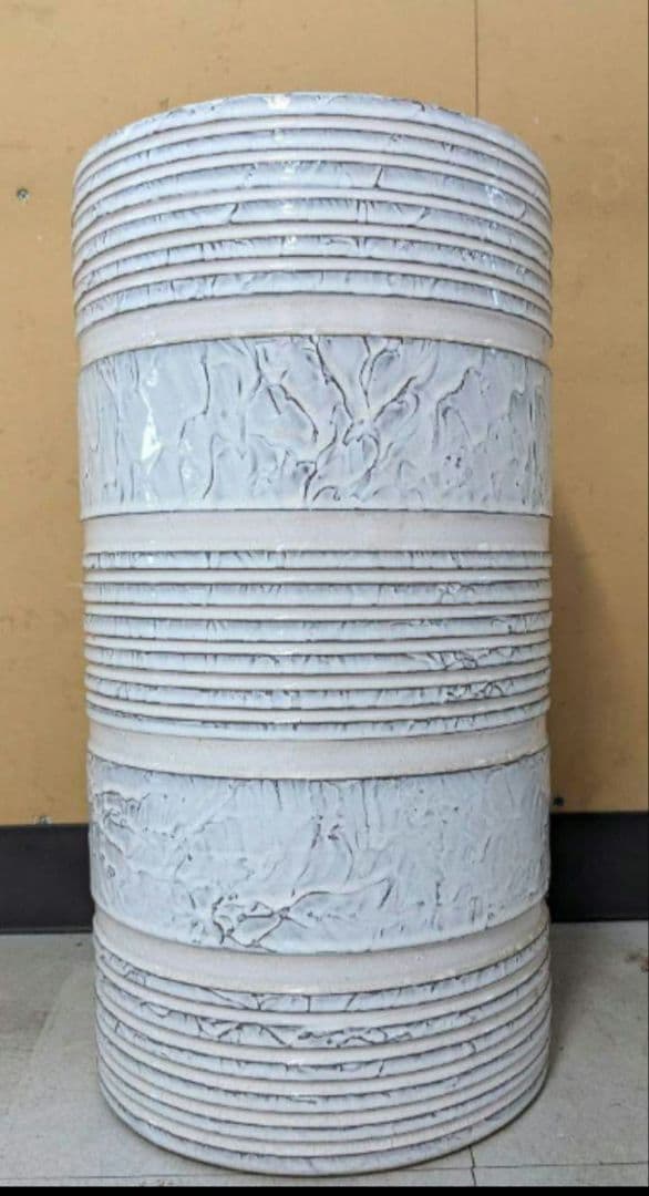 陶器製傘立て　43cm　エクステリア　円筒　アンブレラスタンド　白