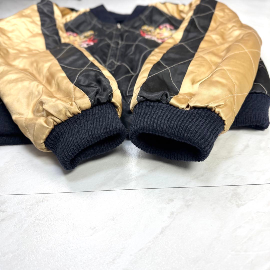 美品 テーラー東洋 別珍 スカジャン ベロア 蛇髑髏 ドクロ 昇龍 M ネイビー