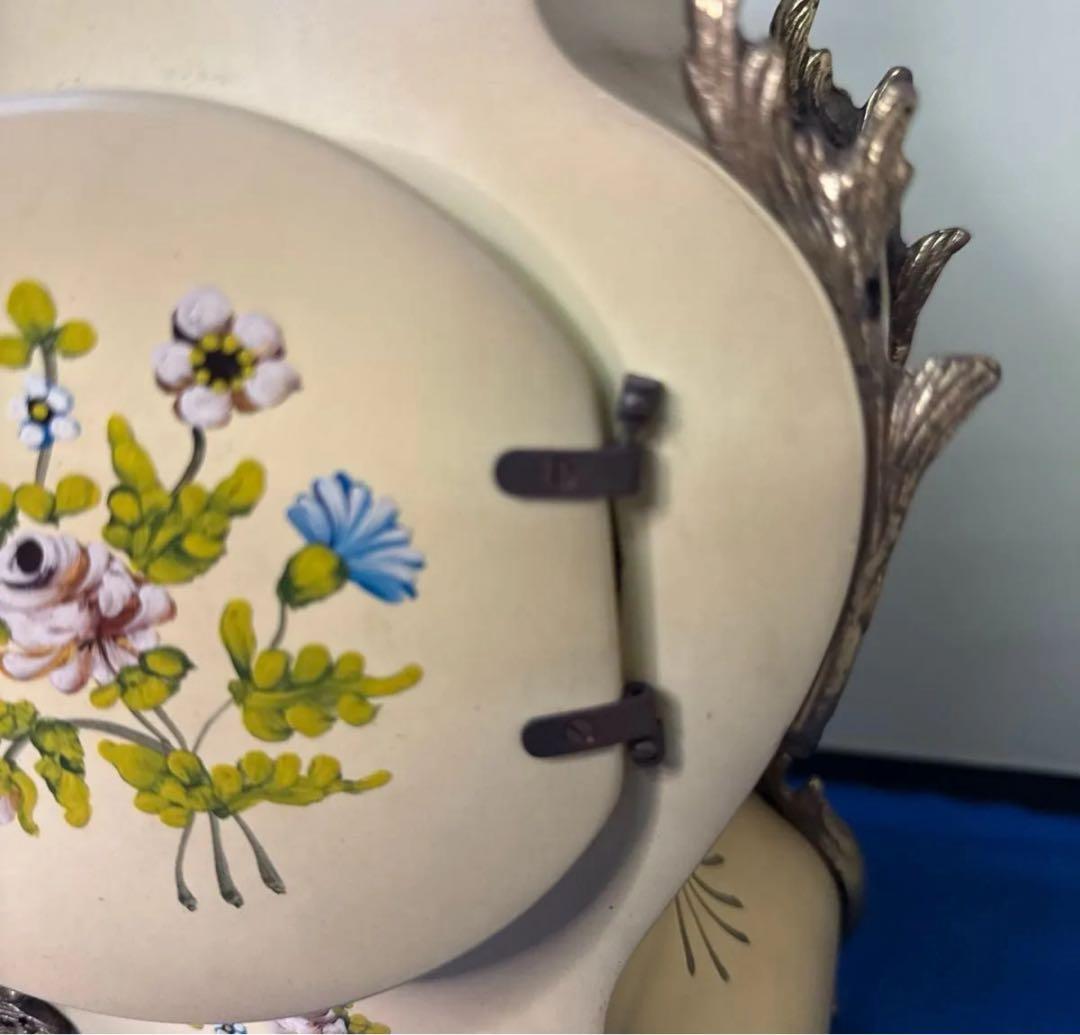 アンティーク調 置き時計 卓上時計 花柄 ゴールド系 インテリア