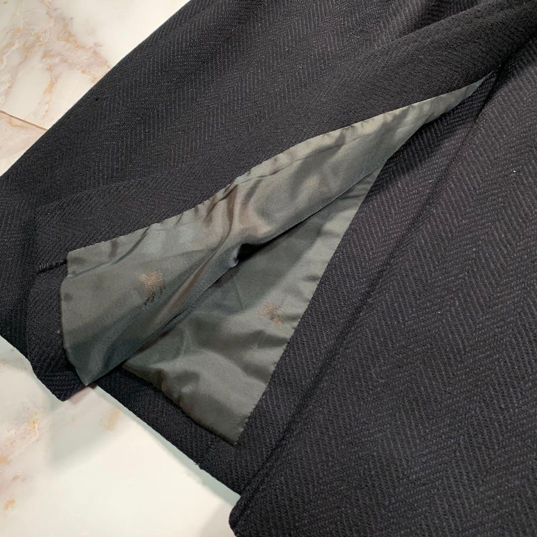 着丈107㎝ BURBERRYS カシミヤ混 ヘリンボーン ロングコート