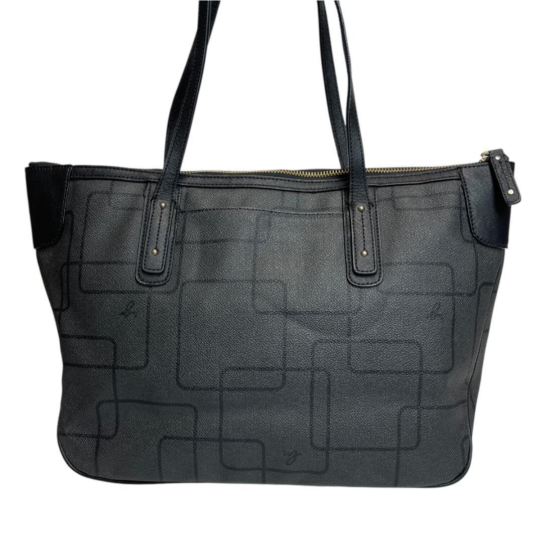 美品 agnes b 2704 トートバッグ A4可能 総柄 PVC ネームタグ