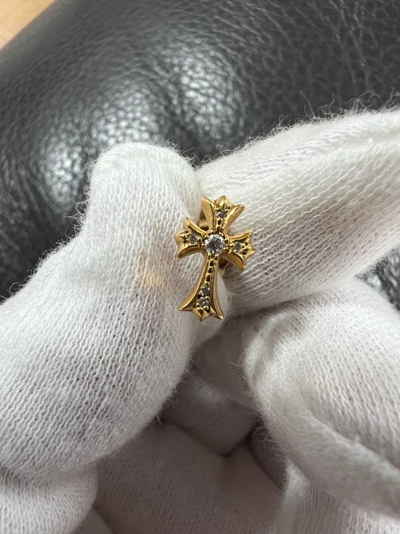 クロムハーツ 22k CH クロスファット スタッド ピアス 純正ダイヤパヴェ