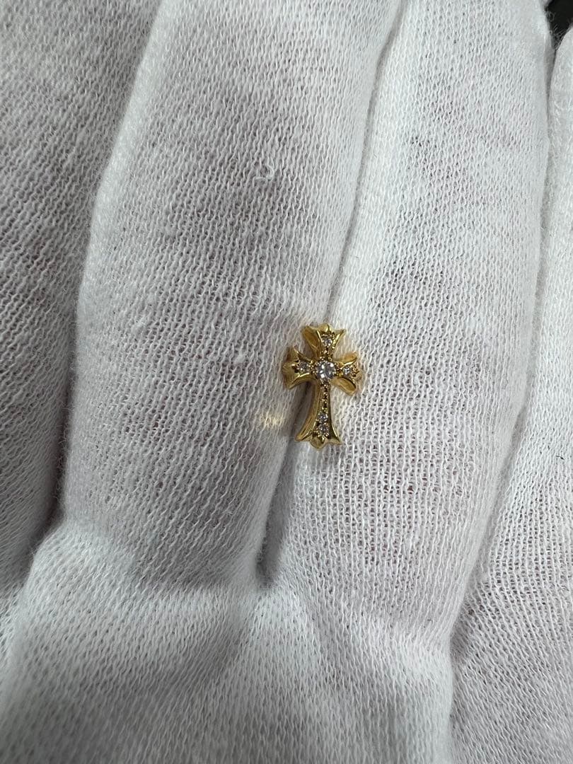 クロムハーツ 22k CH クロスファット スタッド ピアス 純正ダイヤパヴェ