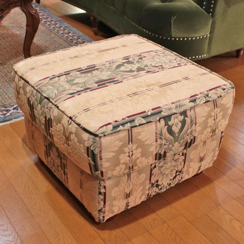 クラシック 花柄×ストライプ アメリカン ファブリックオットマン 622-004