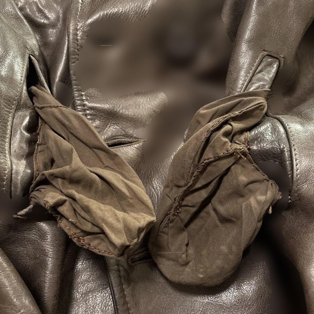 良サイズ！ショット★ブラウン　42 XL◎レザーピーコート★