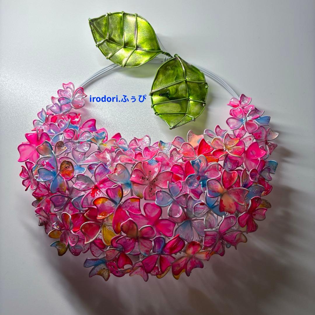 一点物　キャンディポップ紫陽花リース　ワイヤークラフト　ディップアート