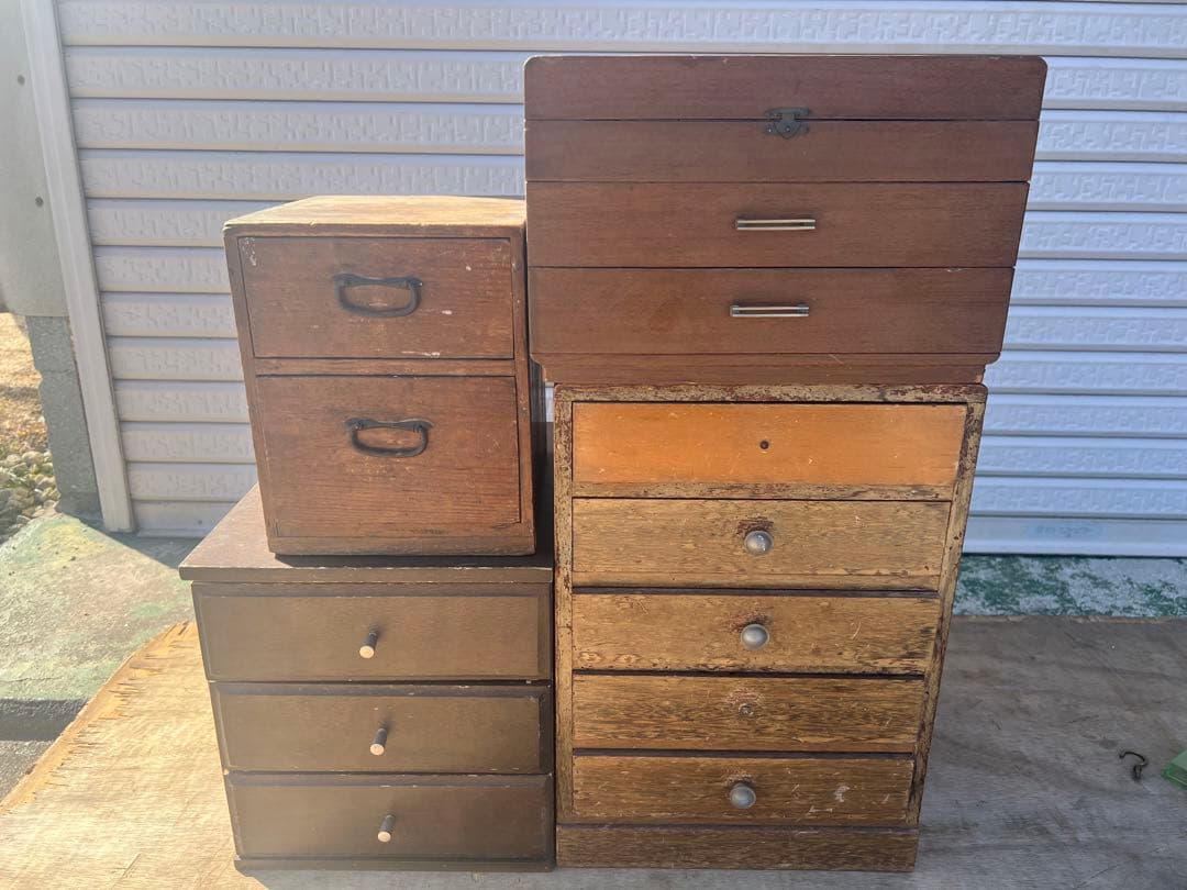 【O-360】小棚 引き出し 4点セット 昭和レトロ アンティーク 収納