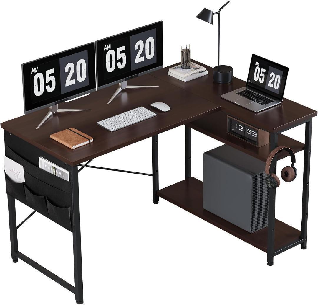 【M2224-105-69】デスク l字デスク pcデスク右棚左棚 幅107cm