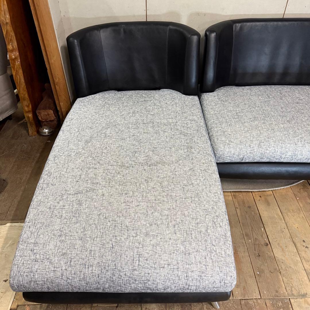 【723】アルモニア　コーナーソファ 黒とグレー