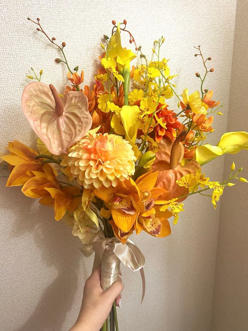 ウェディングブーケ ブートニア セット アーティフィシャルフラワー　ブーケ