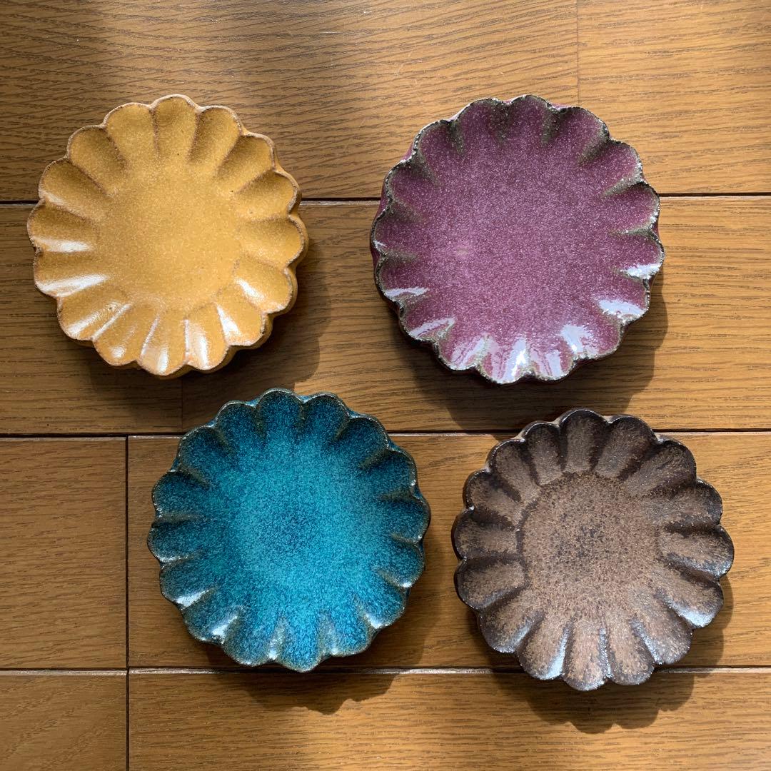 小澤基晴　輪花豆皿　4枚セット　価格交渉可