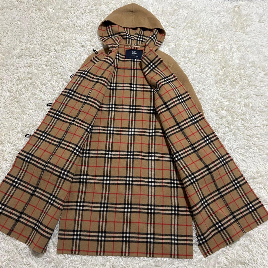 バーバリー 40 L カシミヤ混 ノバチェック ダブルフェイス ダッフルコート