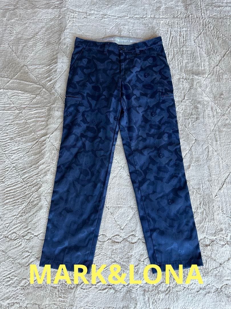 マーク&ロナゴルフパンツ 紺色の迷彩柄　L