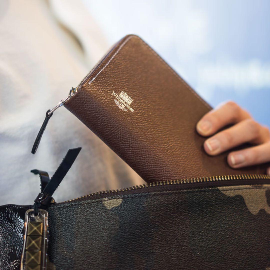 【美品】Whitehouse Cox 長財布 ブライドルレザー ネイビー×赤