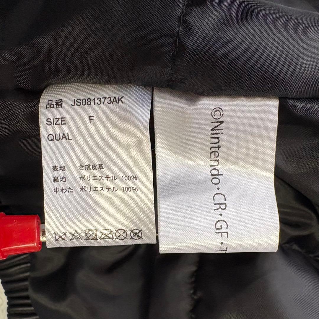 タグ付き未使用✨ジーナシス ポケモンコラボ 中綿ヴィーガンレザージャケット 黒F