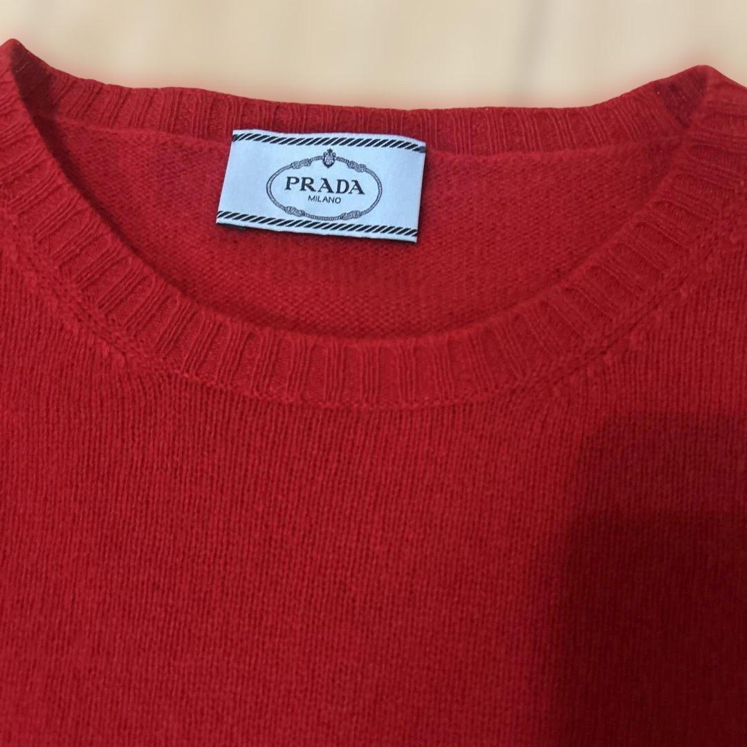 PRADA レッド 半袖ニットセーター