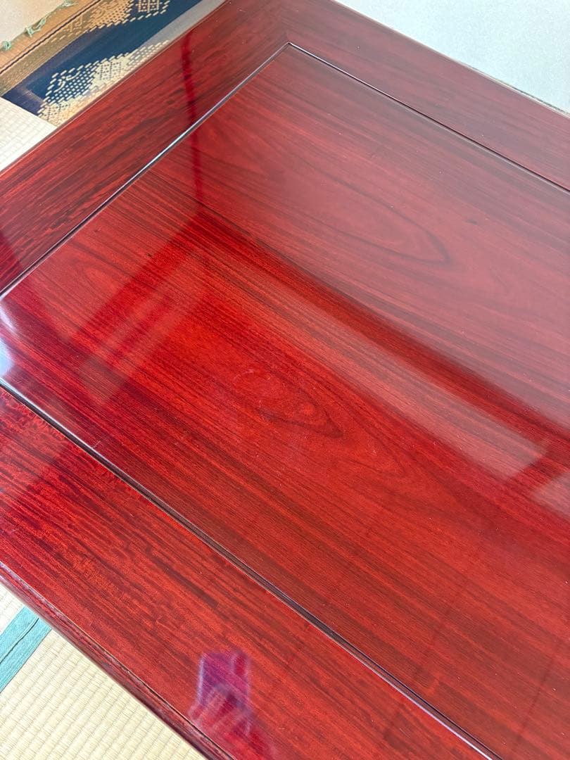 彫刻装飾付　テーブル　座卓　昭和