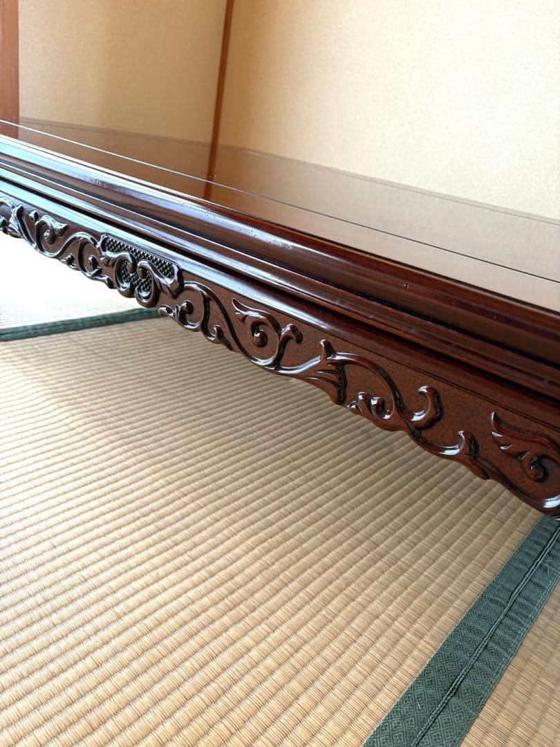 彫刻装飾付　テーブル　座卓　昭和