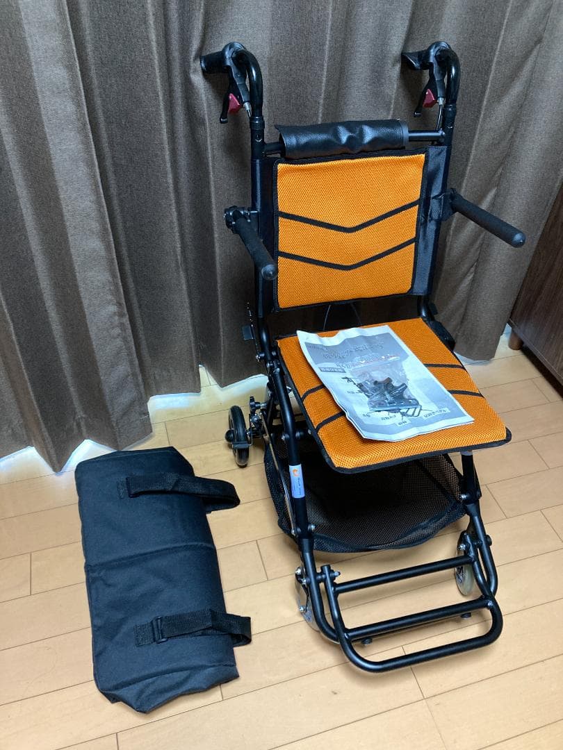 送料無料 軽量コンパクトな折り畳み車椅子 NICEWAY7 介助ブレーキ付き