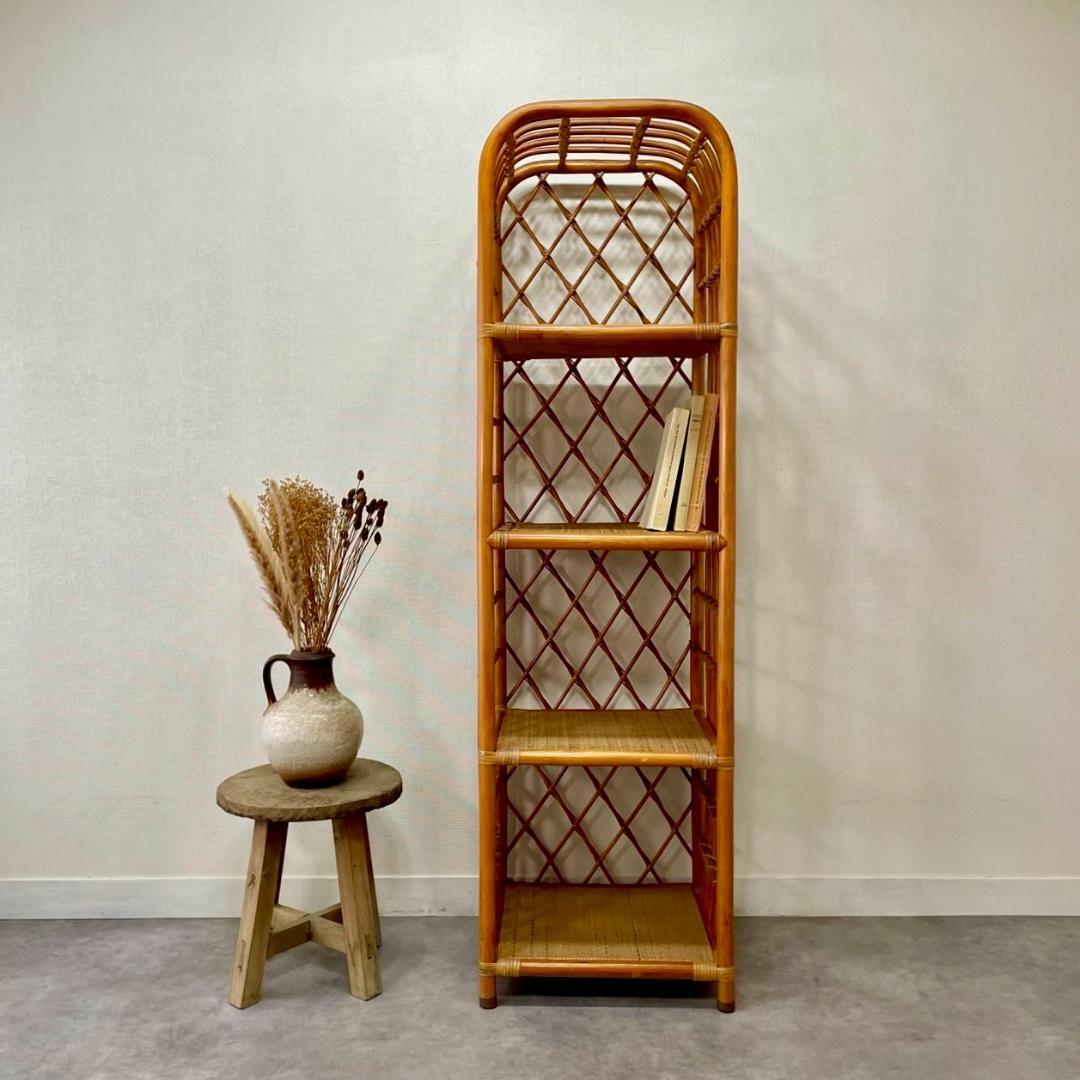 ヴィンテージ ラタンラック オープンラック 籐家具 収納 ナチュラル ビンテージ