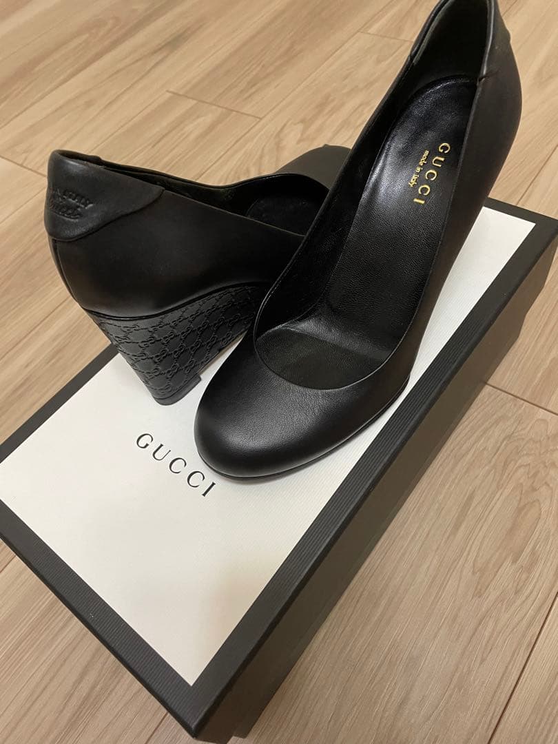 美品　GUCCI グッチ　パンプス　GG柄ウェッジソール　34H