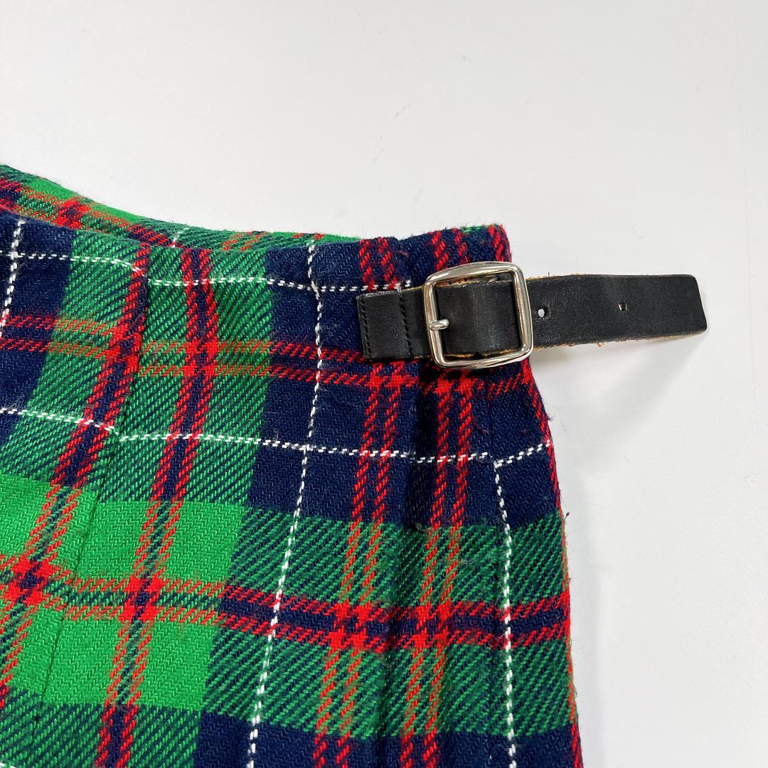 トリココムデギャルソン チェック プリーツ ラップスカート グリーン M相当