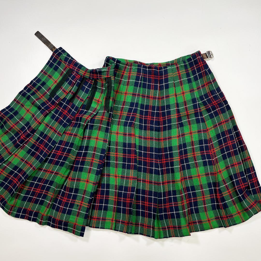 トリココムデギャルソン チェック プリーツ ラップスカート グリーン M相当
