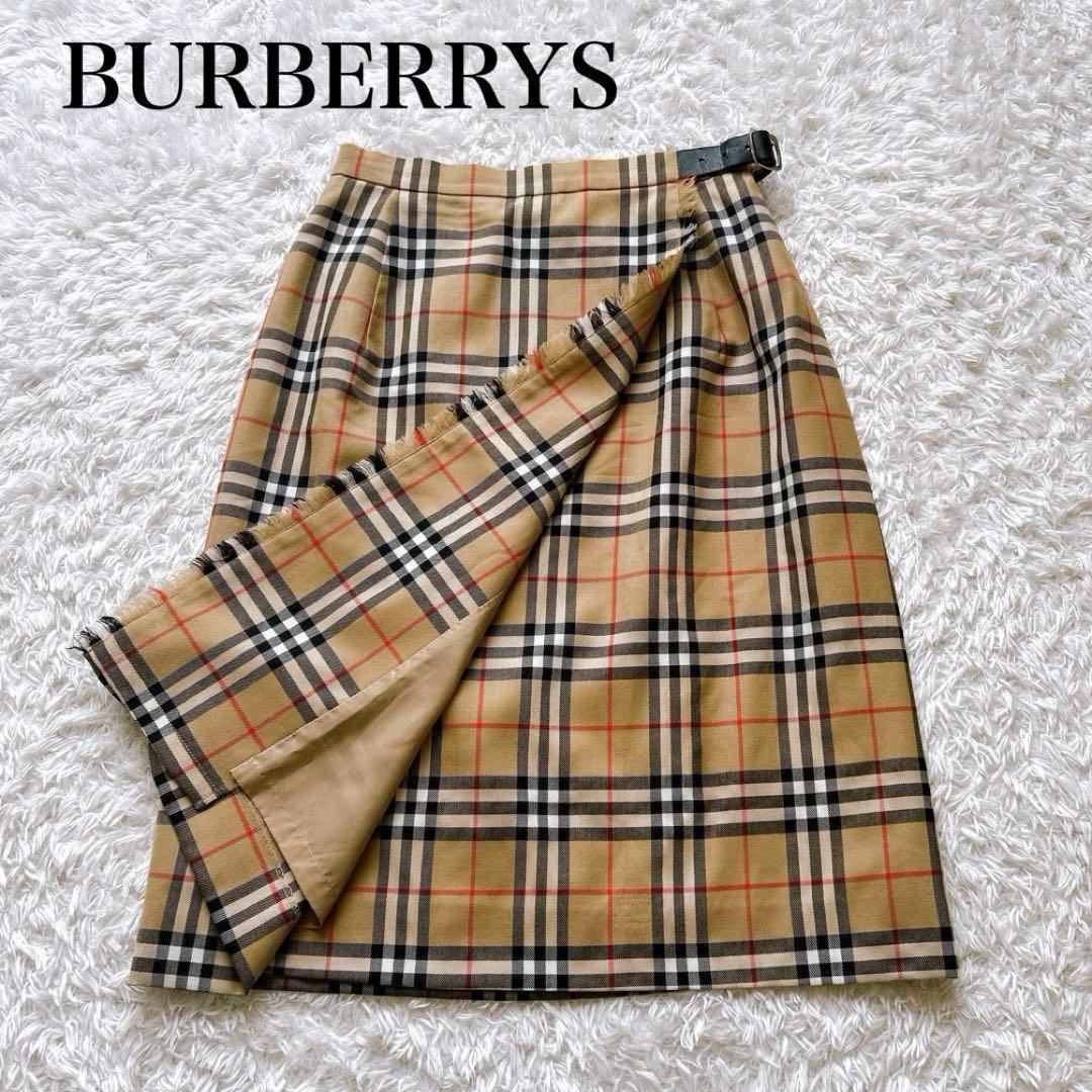 BURBERRYS ノバチェック　巻きスカート　革ベルト ラップ　40 y2k