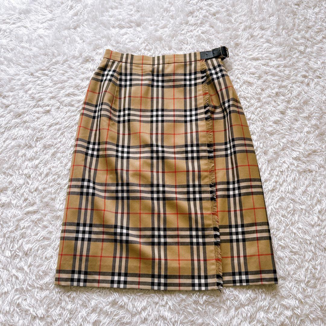 BURBERRYS ノバチェック　巻きスカート　革ベルト ラップ　40 y2k