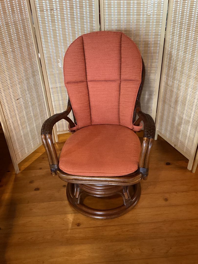 [まかほり] Kazama アームチェア　回転式　ラタン　籐椅子