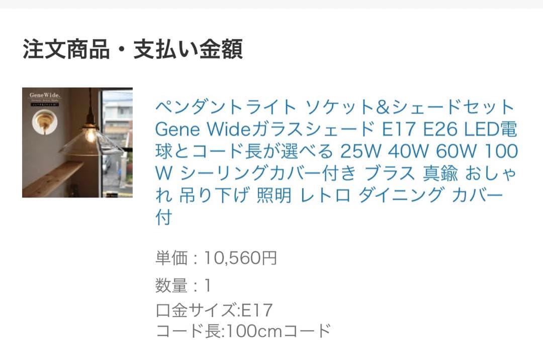 GeneWide ペンダントライト ブラス