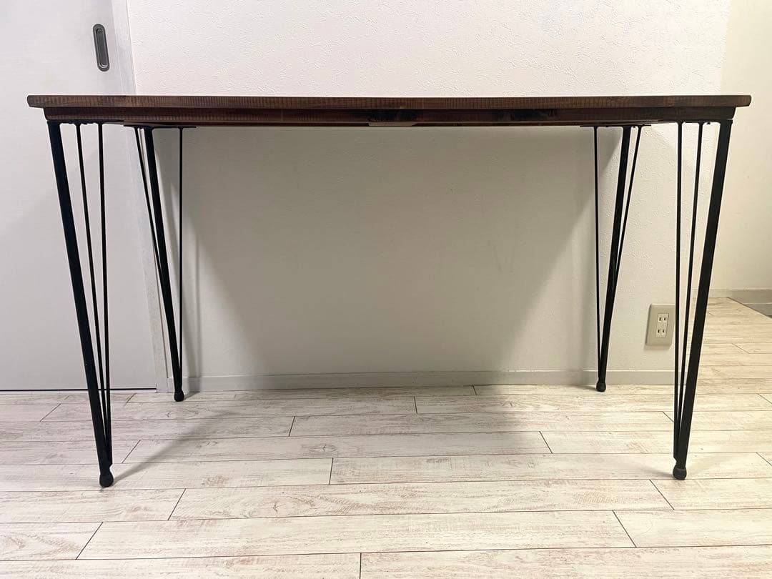 ヴィンテージ風 天然木 テーブル デスク 120×45 アンティーク アイアン脚