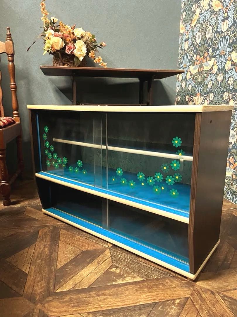 希少 釣り戸棚 レトロポップ 昭和レトロ 当時物 インテリア アンティーク 花柄