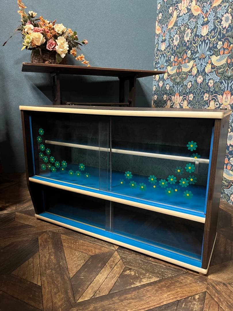 希少 釣り戸棚 レトロポップ 昭和レトロ 当時物 インテリア アンティーク 花柄