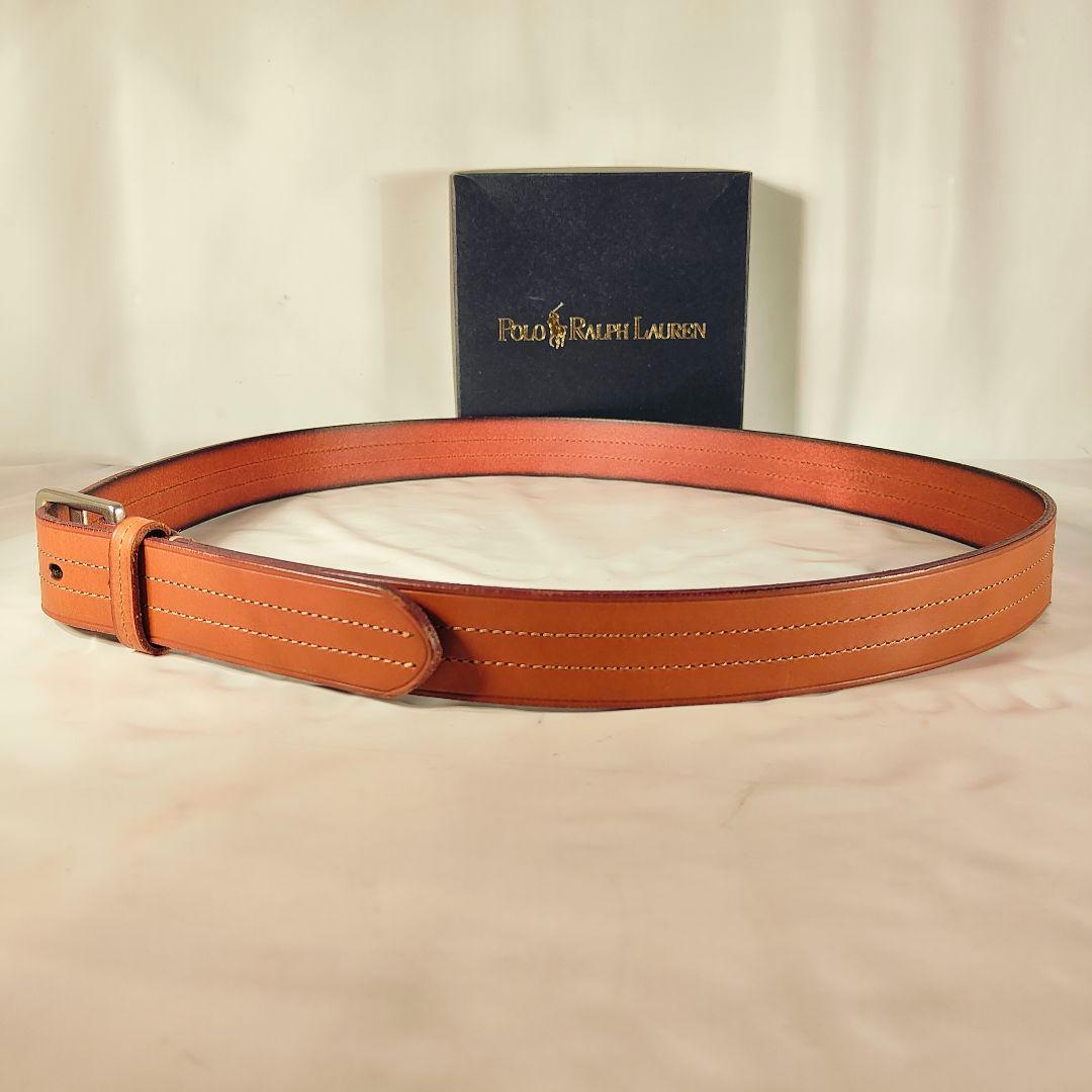 【新品極美品】PRL ラルフローレン ダブルステッチ 高級キャメルドレスベルト