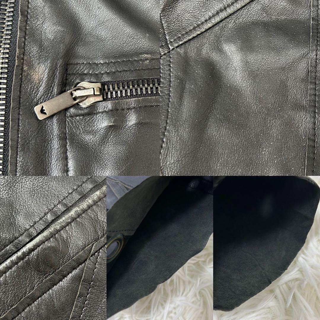 【美品/XL】エンポリオ アルマーニ レザージャケット ライダース 本革 黒