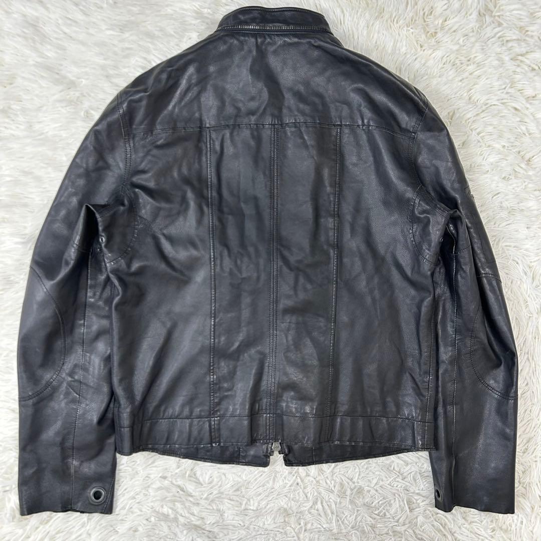 【美品/XL】エンポリオ アルマーニ レザージャケット ライダース 本革 黒