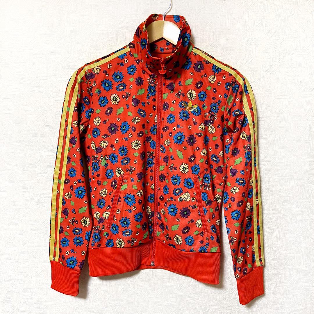 RODEO CROWNS adidasトラックジャケット オレンジ花柄　Sサイズ